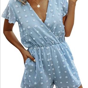 💙3/$45 DRESSES💙 Blue PomPom Romper